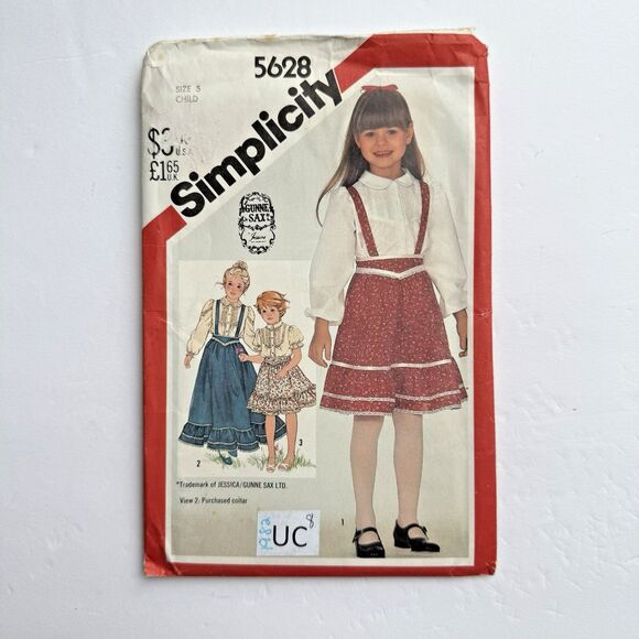 80s Simplicity Gunne Sax Sew Pattern 5628 Girls Blouse Skirt Suspenders Sz 5 UC - Picture 1 of 4